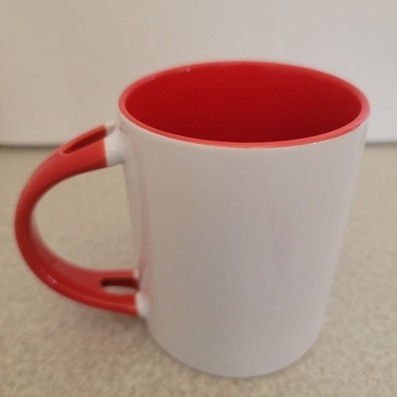 RED & WHITE CERAMIC MUG & spoon set, 11oz, white, coffee mug, New in box - Picture 4 of 4
